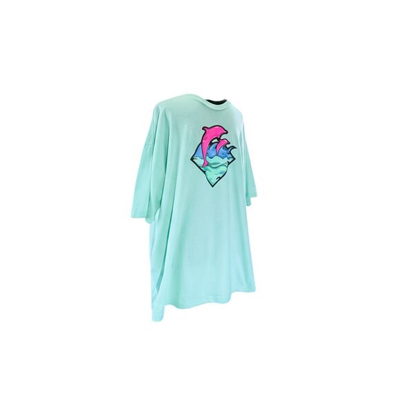 Pink Dolphin OG Diamond Logo Tee - Mint Green Aqua - Rare XL - Picture 3 of 7